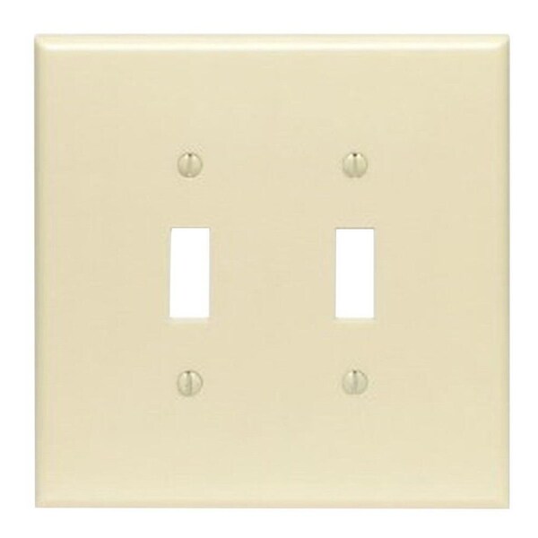 Leviton Wallplate, 5-1/4 in L, 5.31 in W, 2 -Gang, Plastic, Ivory 86109 - main